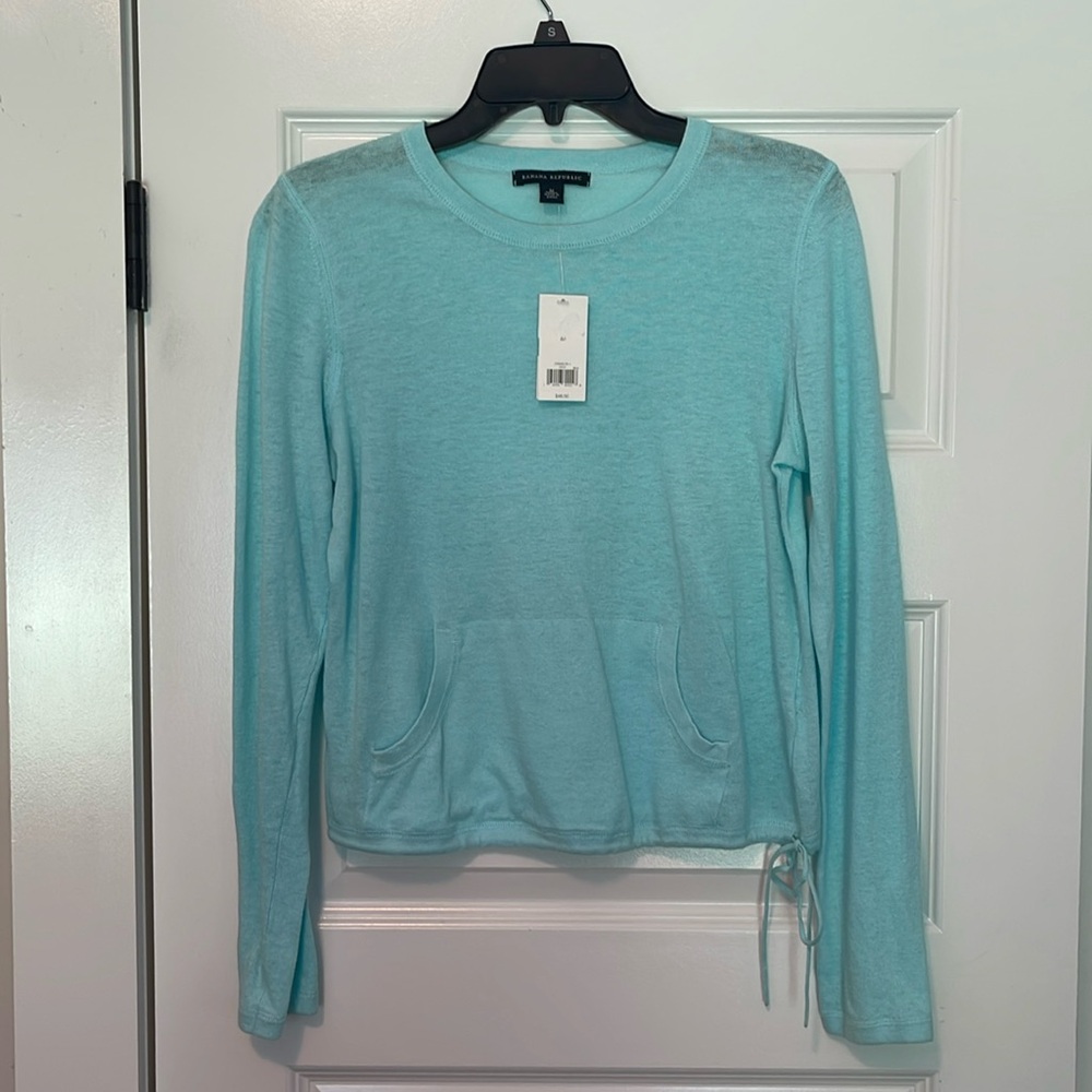 Banana Republic Turquoise Linen Cotton BlendLong Sleeve Pullover Shirt